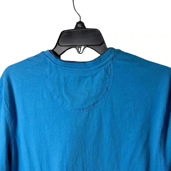 CANDA men medium cotton shirt, turquoise , contrast trim , patch added, coastal - Picture 4 of 10